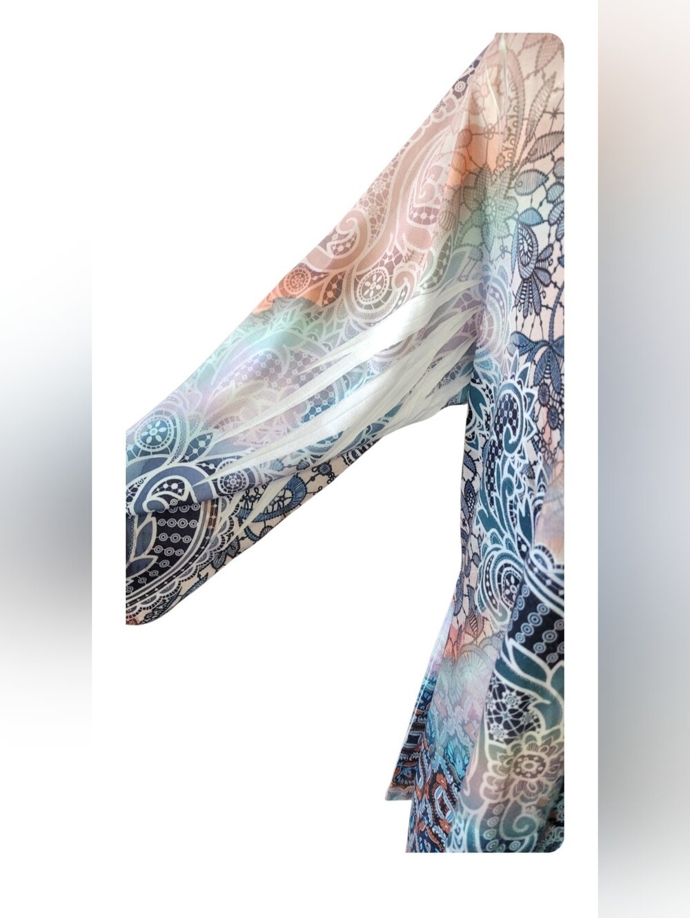 One World Live And Let Live Women's Pastel Paisley Scoop Neck Tunic Boho Y2K - Picture 3 of 16